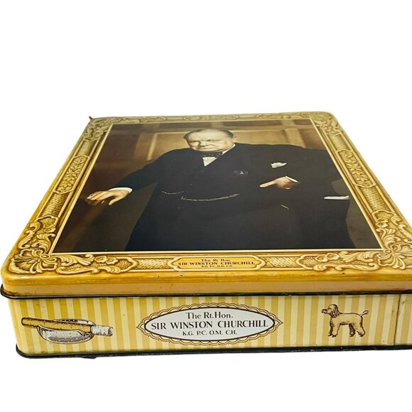 Sir Winston Churchill Collectible Tin Box 10 1/2" x 8 1/2" - Picture 2 of 6